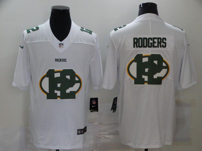 Men Green Bay Packers #12 Rodgers White shadow 2020 NFL Nike Jerseys